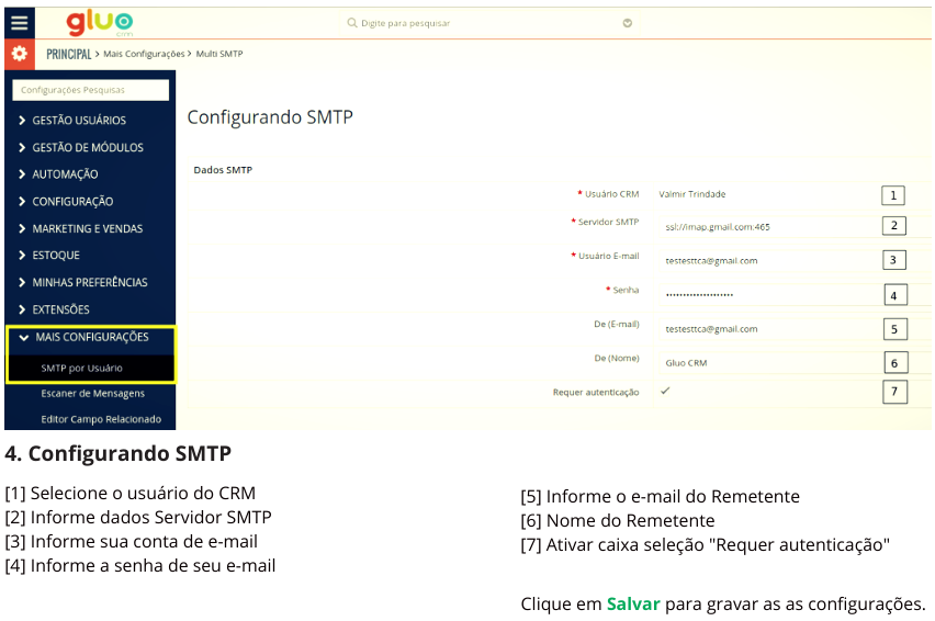 Configuração SMTP