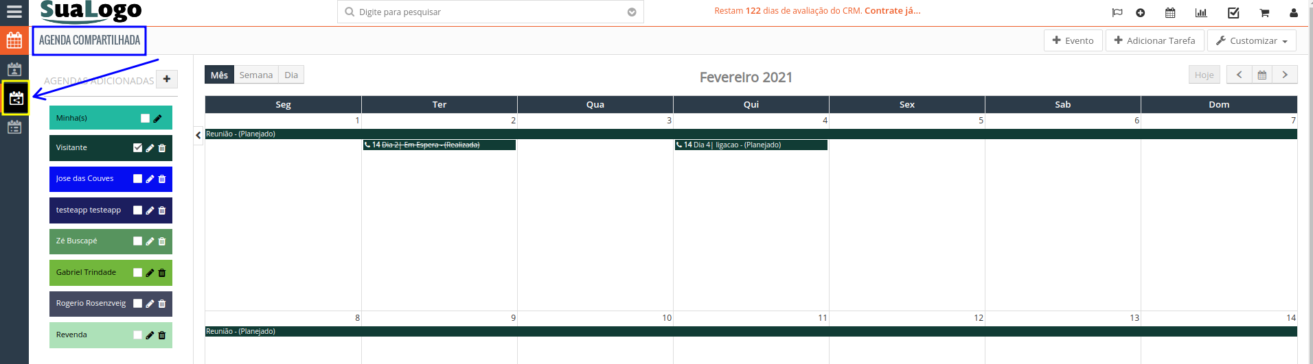 Agenda Compartilhada Gluo CRM